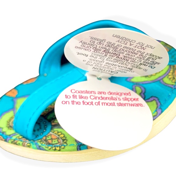 NWT 4 Pc Flip Flop Rattan Cotton Vibrant Floral Made in CA Coaster Set - Picture 7 of 9